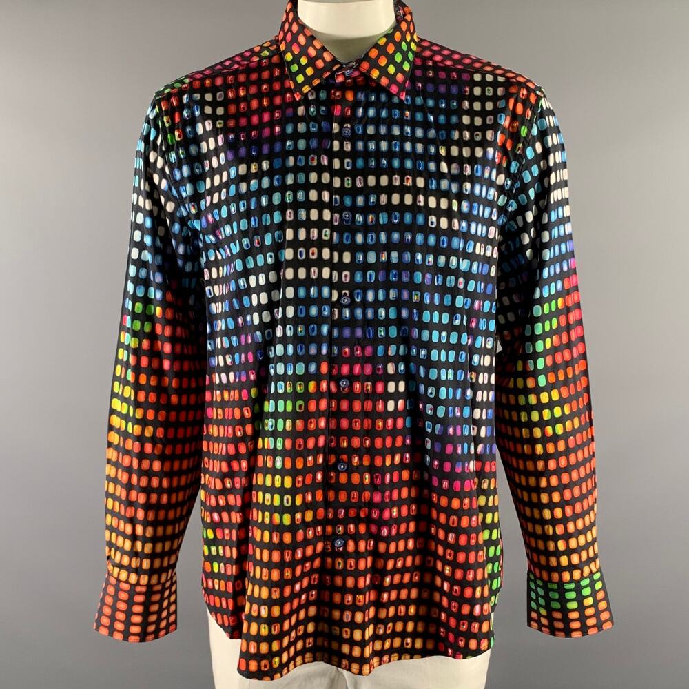 ROBERT GRAHAM Size XXL Black Polka Dot Cotton Long Sleeve Shirt